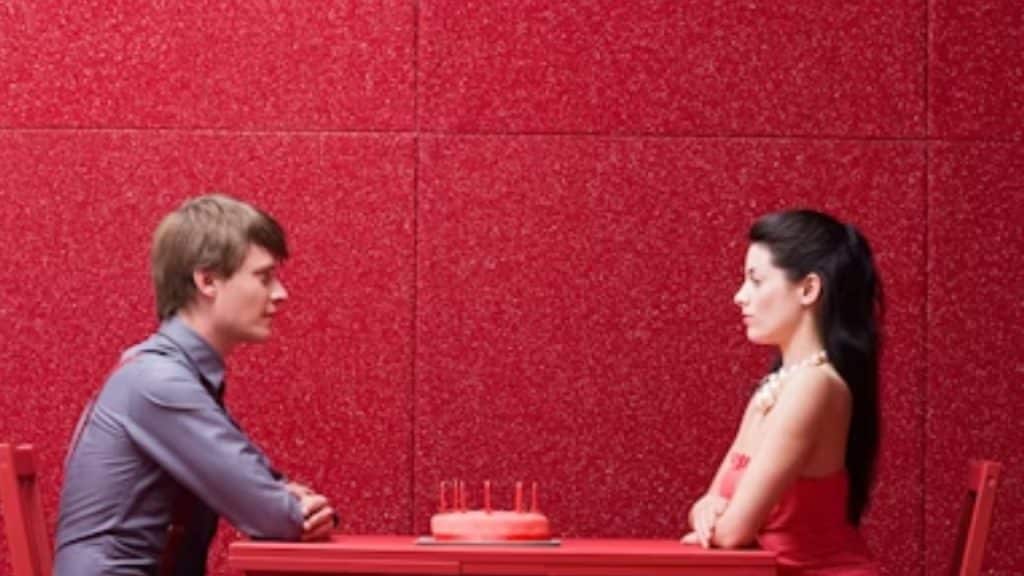 Couple sitting in silence at a the table