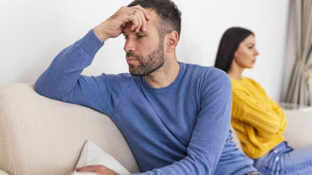 Man looking disappointed during an argument with partner