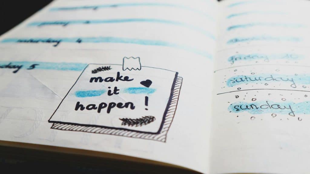 A photo of a weekly planner