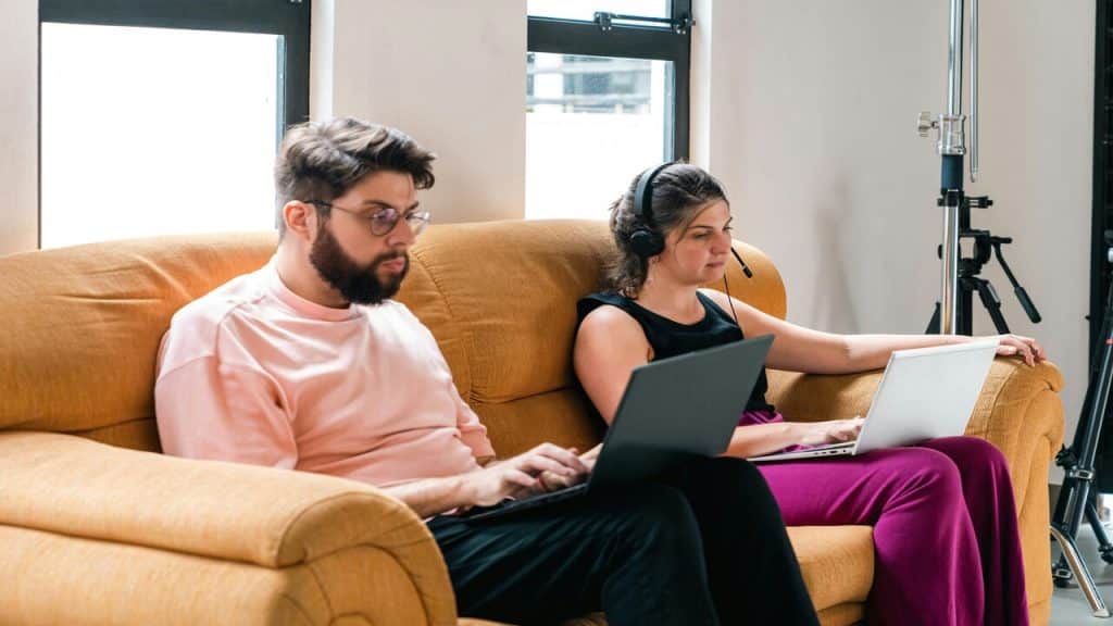 A couple working from home