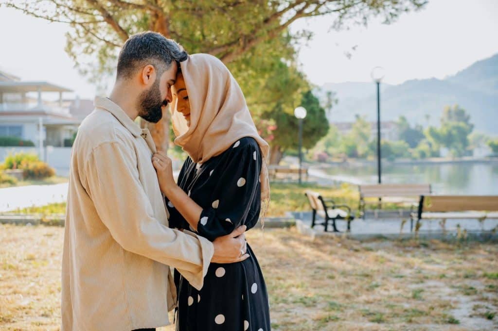 A man and woman close to each other