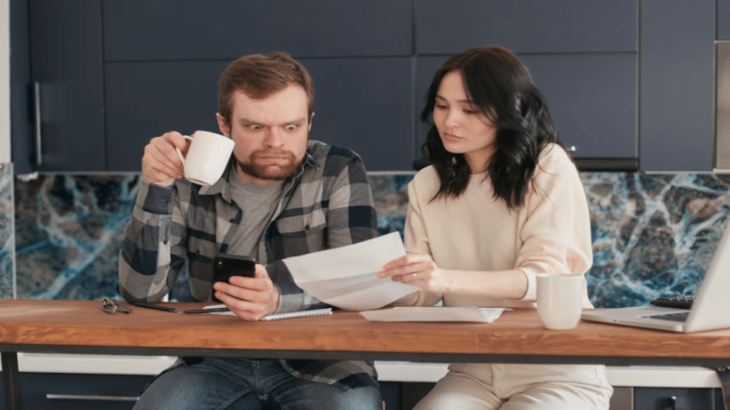 A couple doing their bills