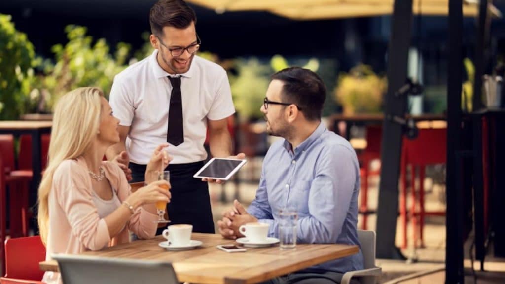 Man respecting the order of a woman