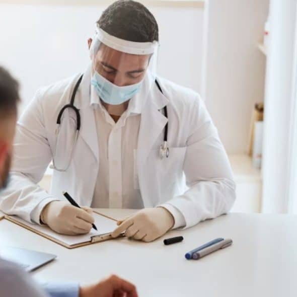 A man going for a medical check, looking confident