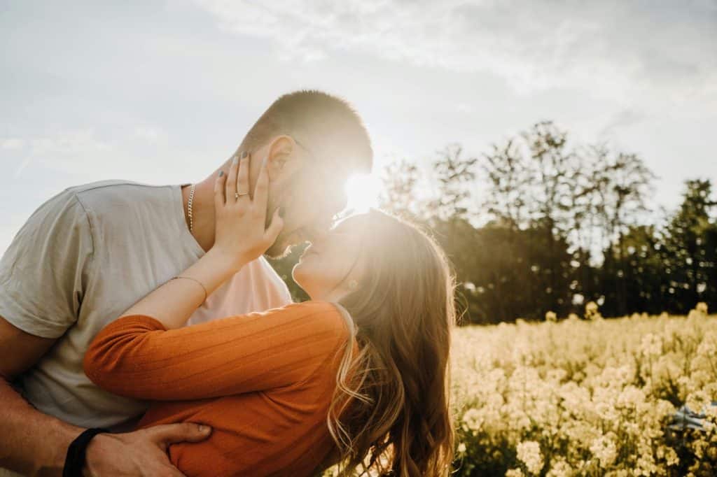 A man and woman kissing