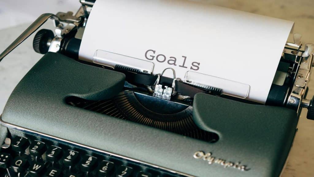 The word “goals” typewritten 