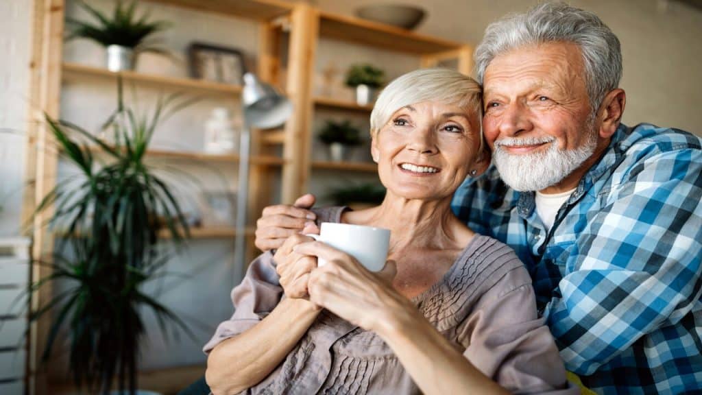 A couple having coffee together