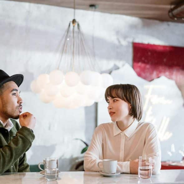 A man and woman dating