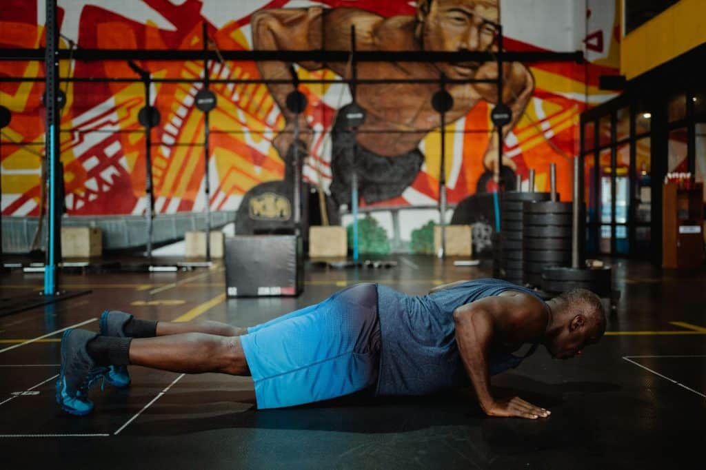 A man doing push-ups 