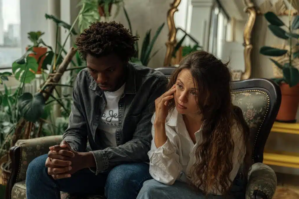 A man and woman not talking to each other