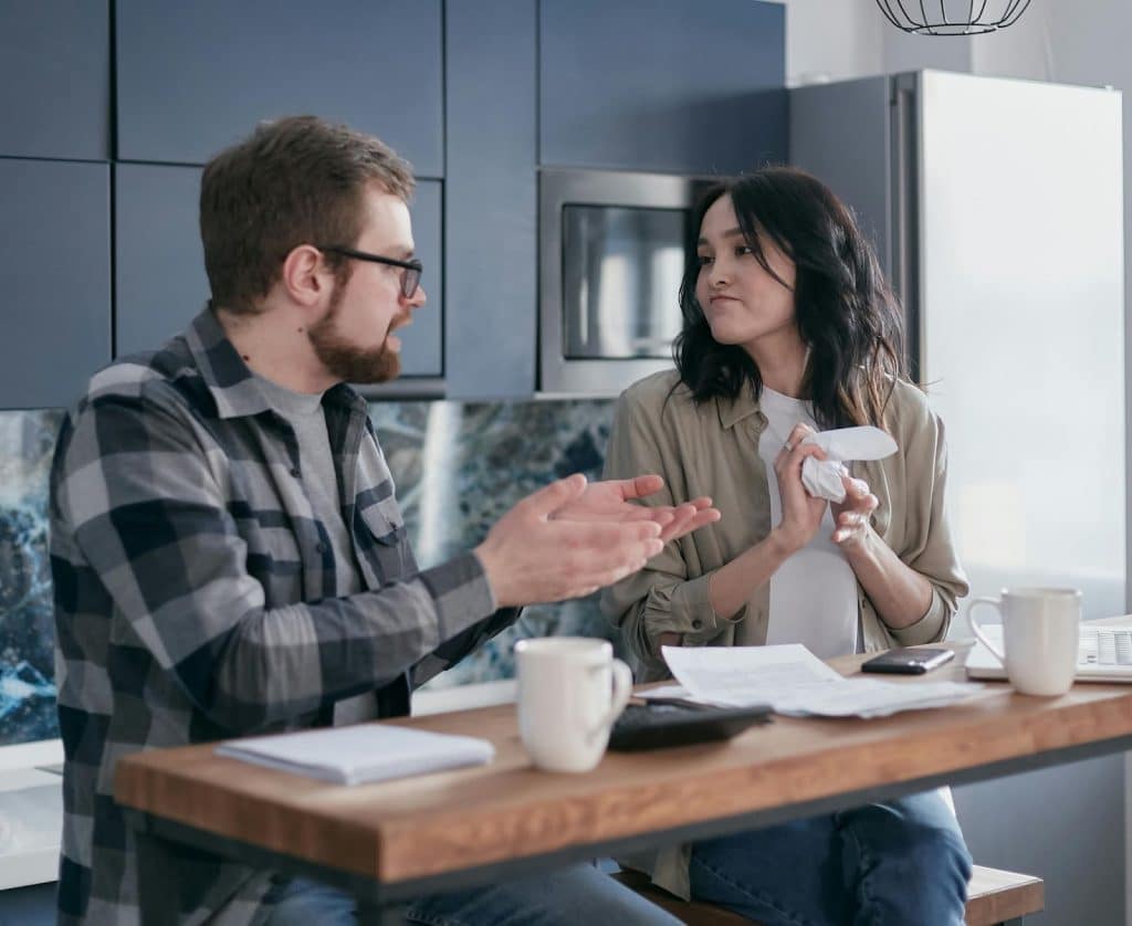 A woman being sarcastic to man