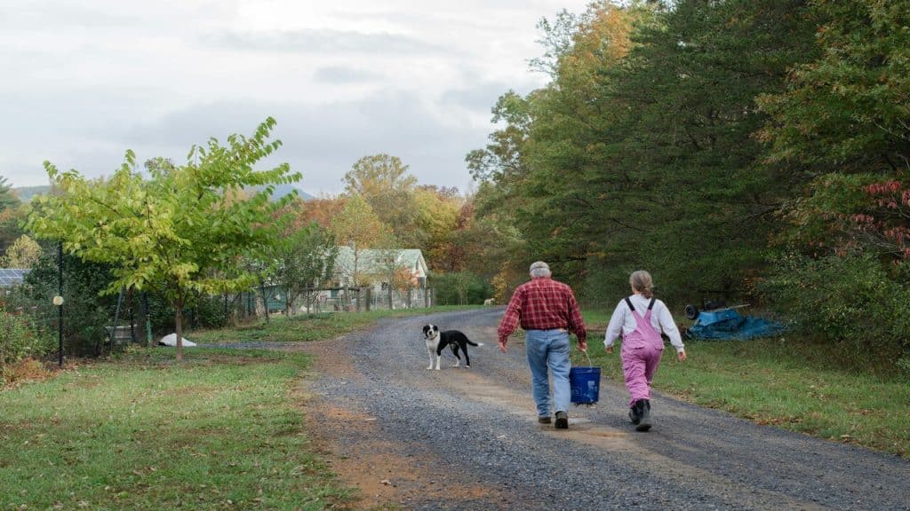 A couple working on a farm together