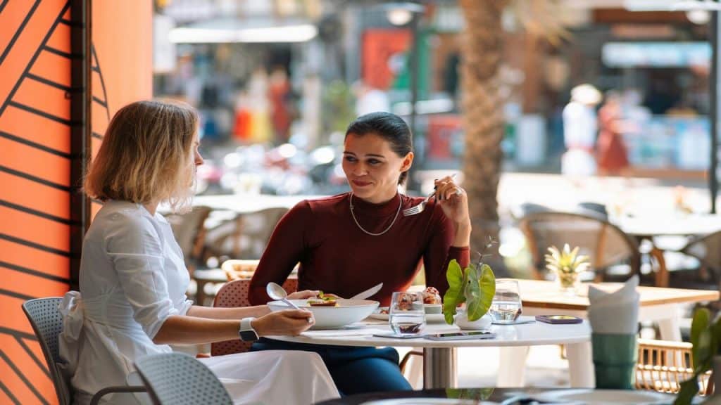 Friends having lunch together