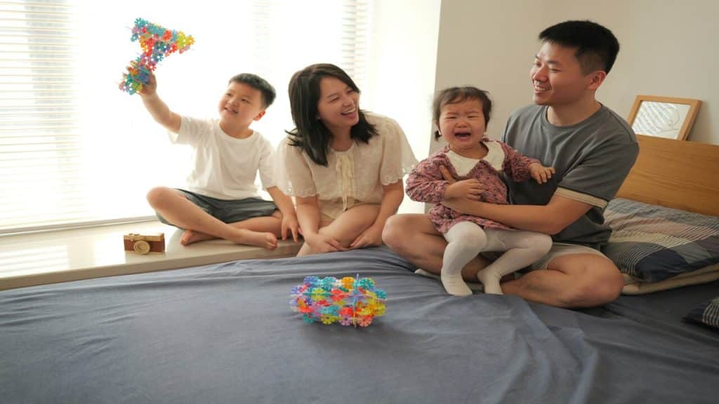Parents spending time with their kids at home