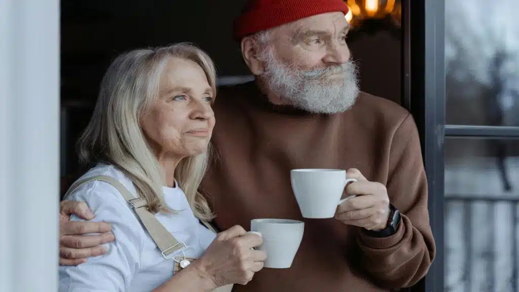 A couple having coffee together