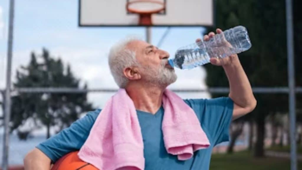 A man drinking water after a light exercise