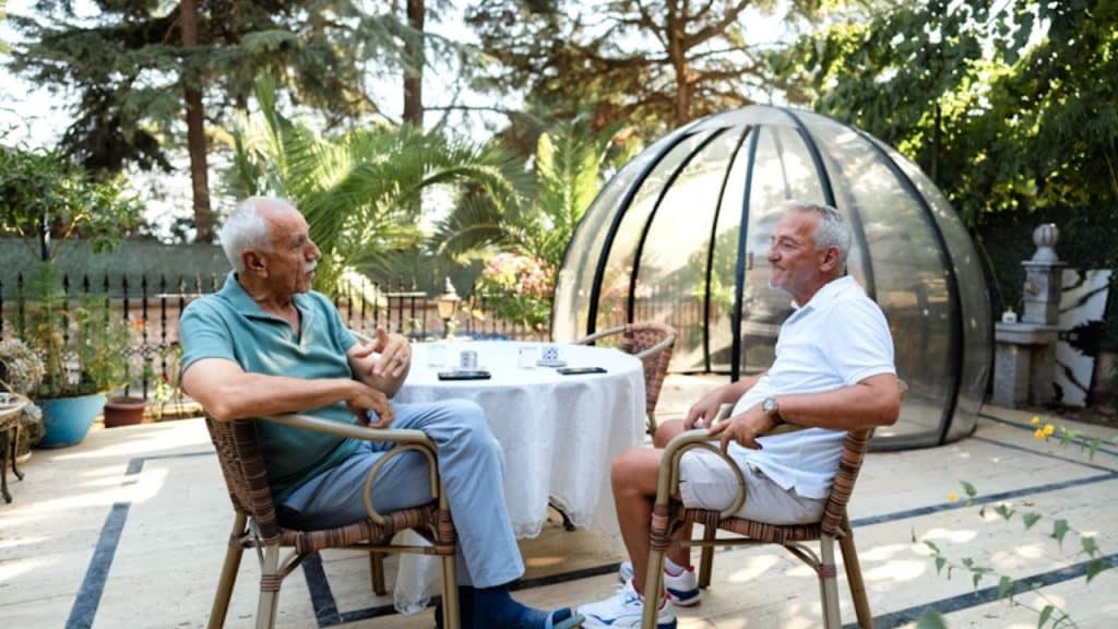 A man meeting friends for coffee