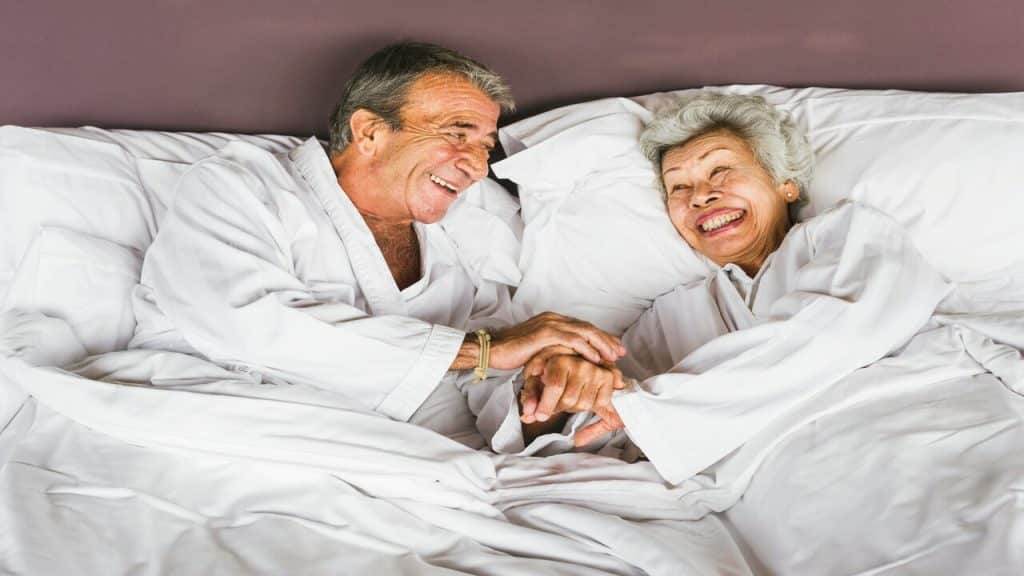A mature couple in a hotel