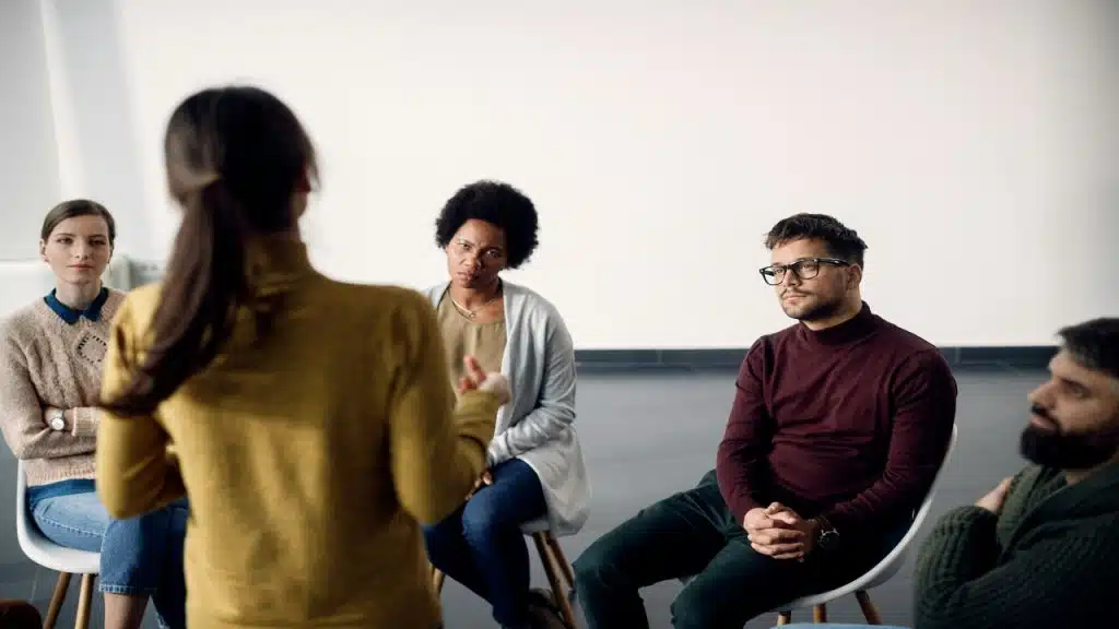 A support group having a session