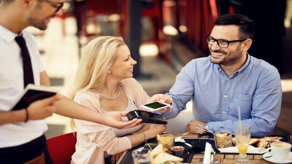 A couple on a dinner date