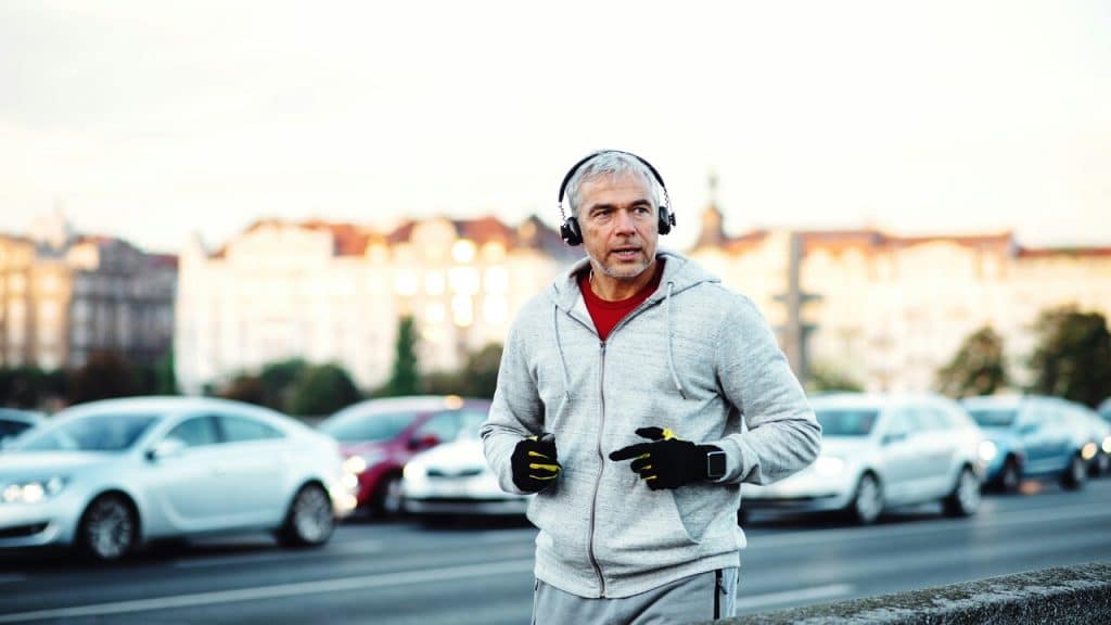 A man jogging outdoors