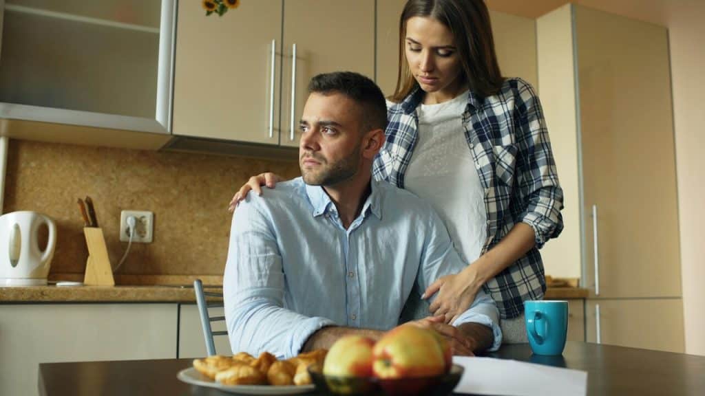 A man refusing to look at his wife