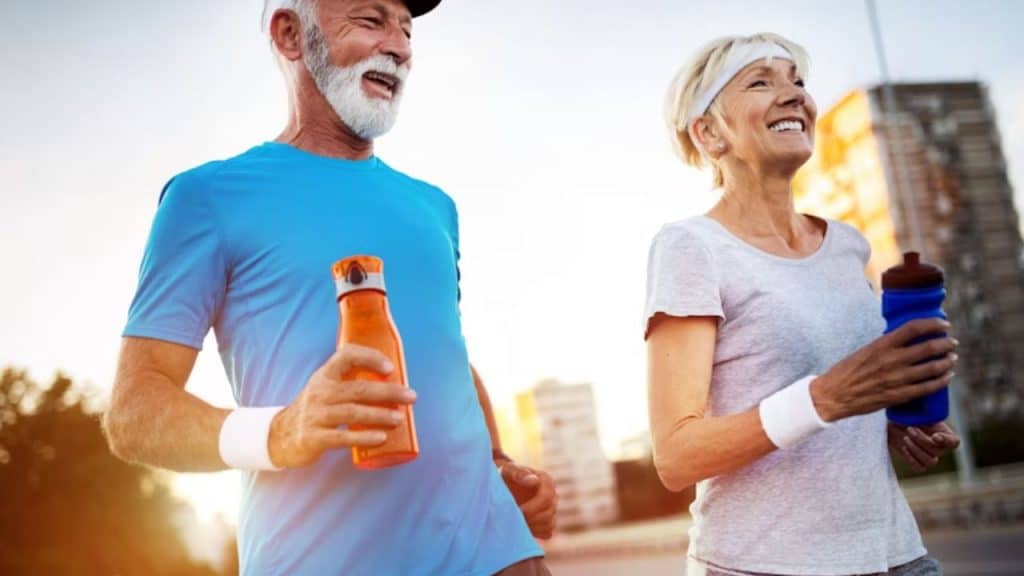 A couple jogging together in the morning