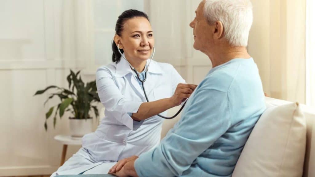 A man getting a routine health check up