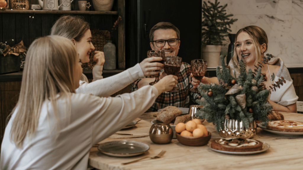 A family having dinner together