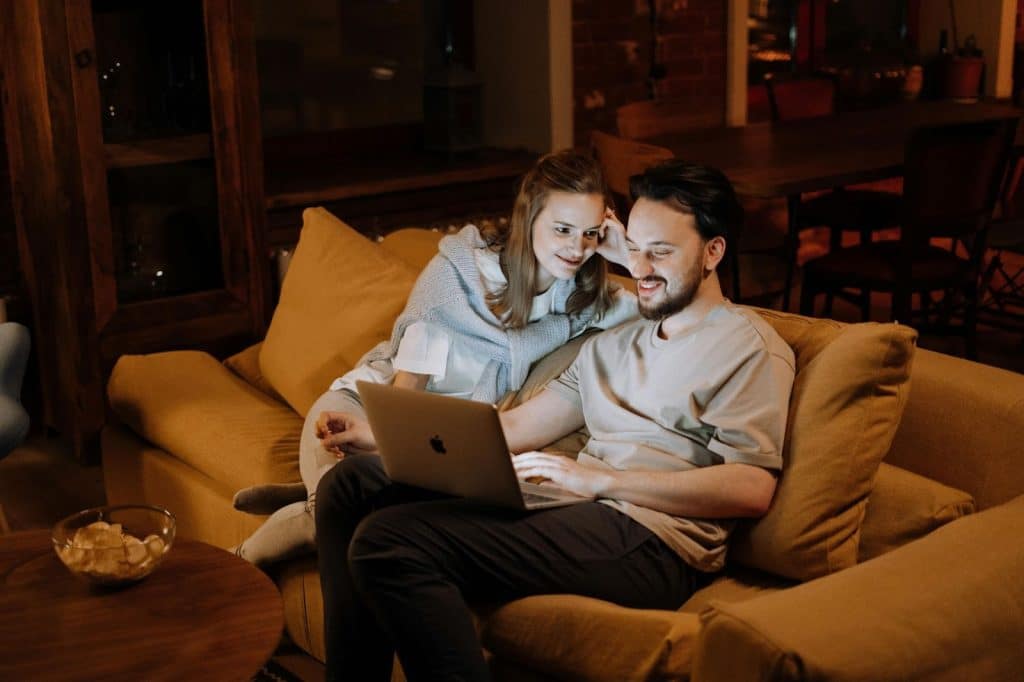A man and woman at home