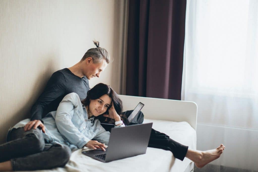 A man and woman at home