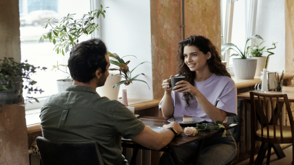 A couple on a coffee date