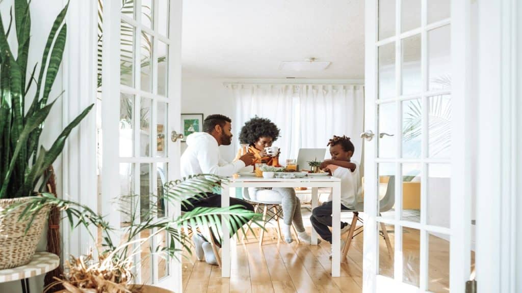 A family having breakfast at home