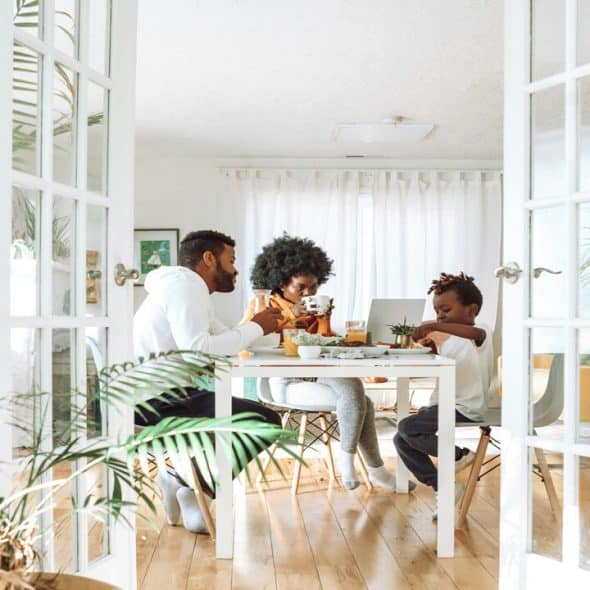 A family having breakfast at home