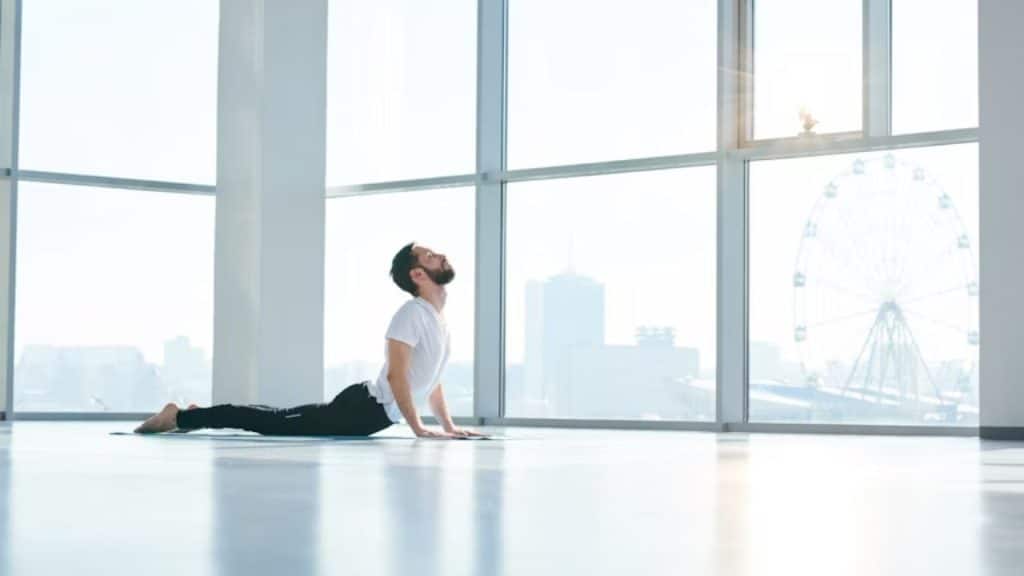 Man exhaling deeply after a workout
