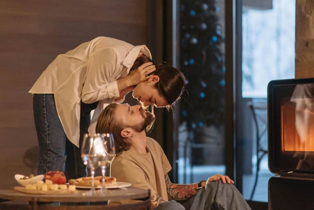 A man and woman kissing