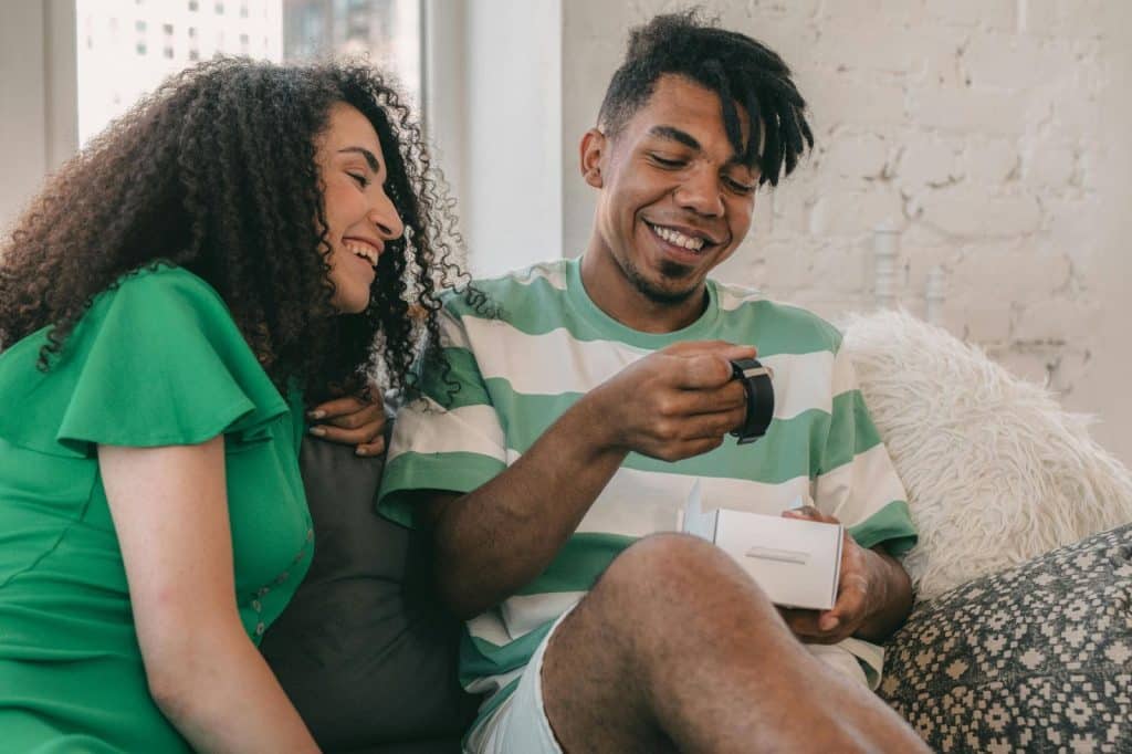 A man with a smart watch