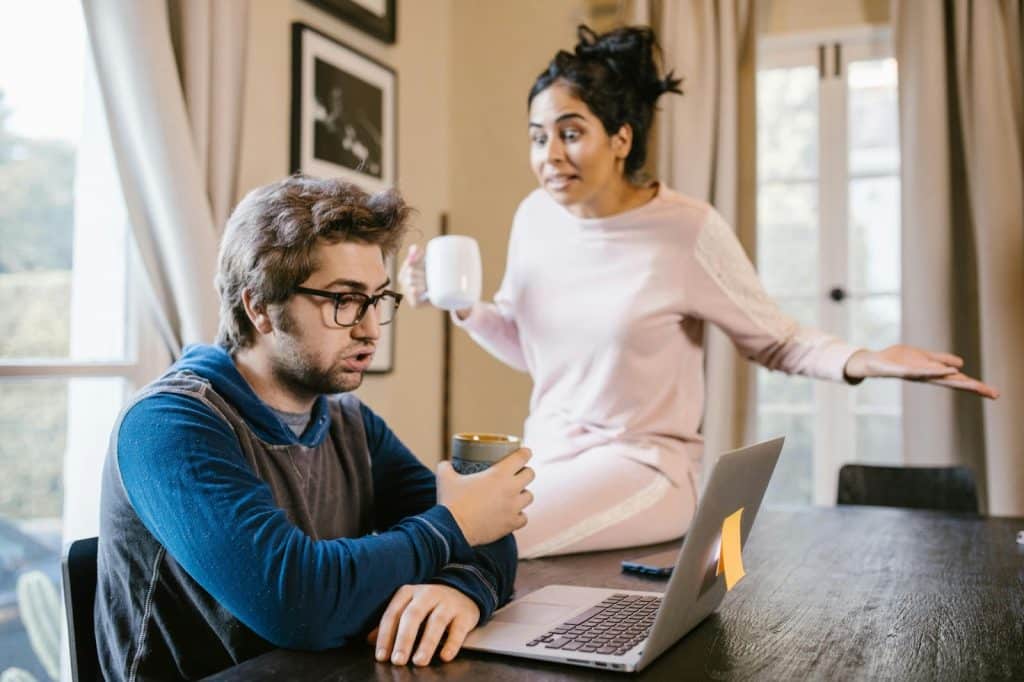 A woman nagging a man