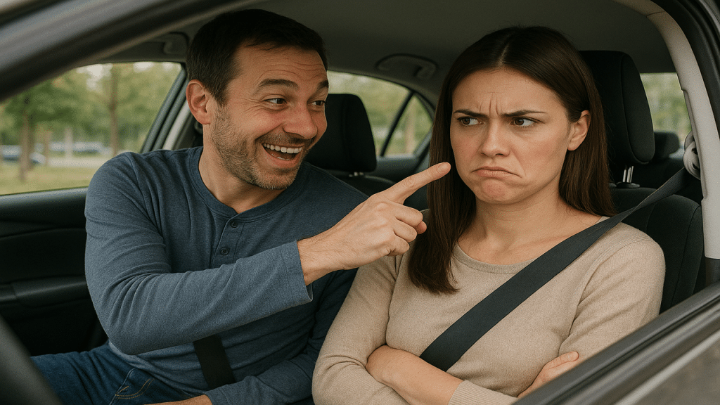 A woman upset at her husband’s teasing