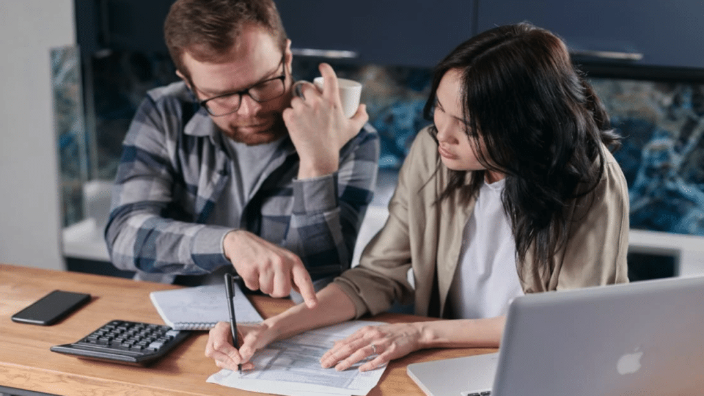 A couple doing their bills
