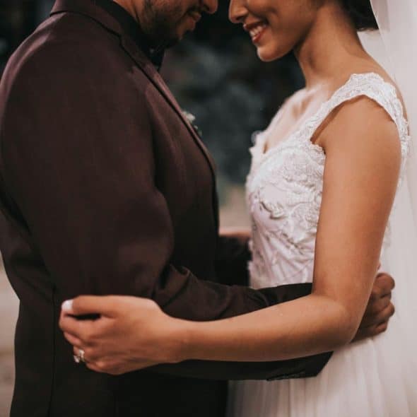 A man and woman just married