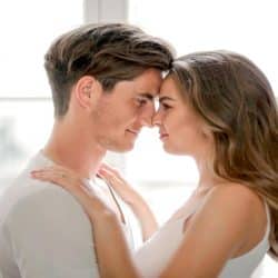 A couple pressing their noses together