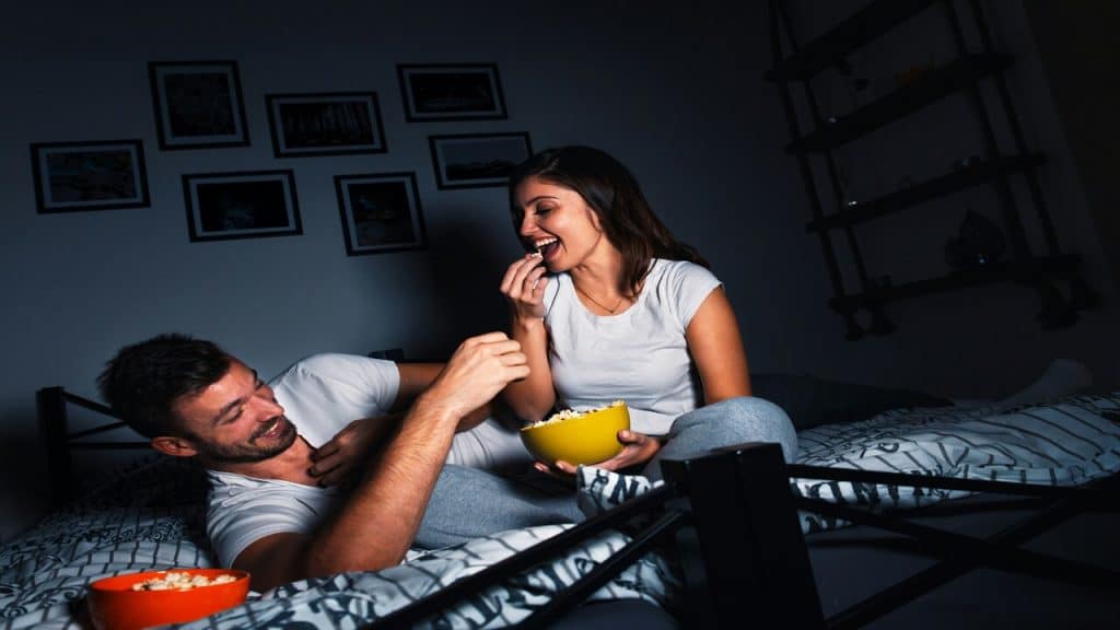 A couple having a late night snack