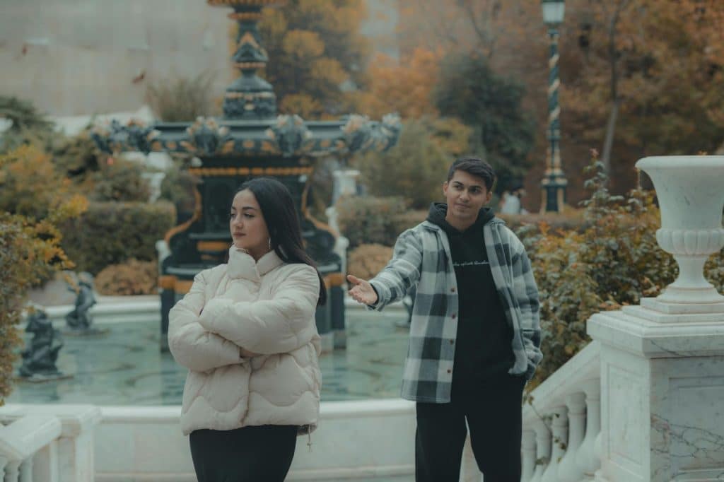 A woman sulking because of man