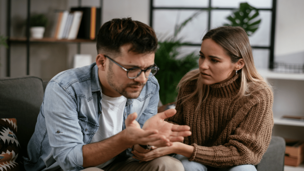 A couple having a difficult conversation