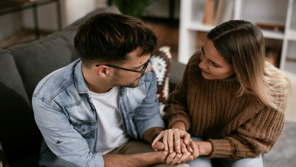 A girlfriend consoling her boyfriend