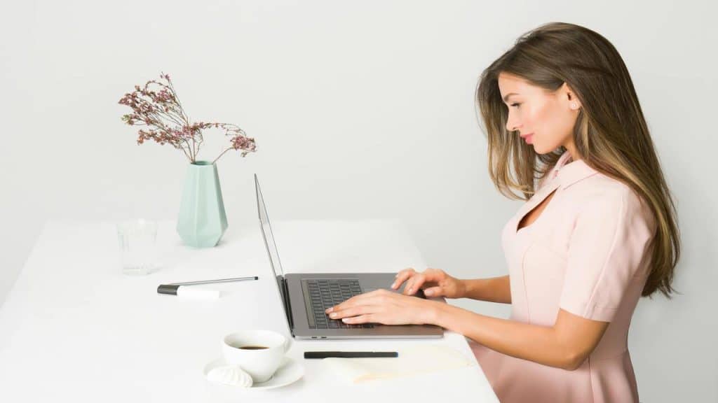 A woman working hard.