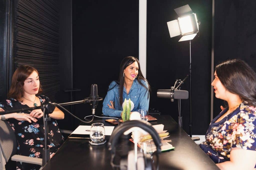 Women having a podcast