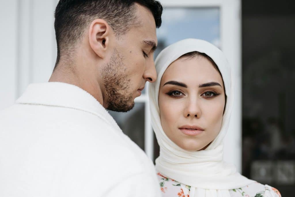 A man and woman close together