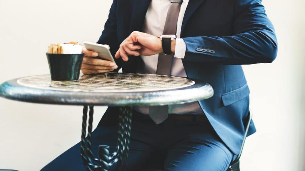 A man checking the time